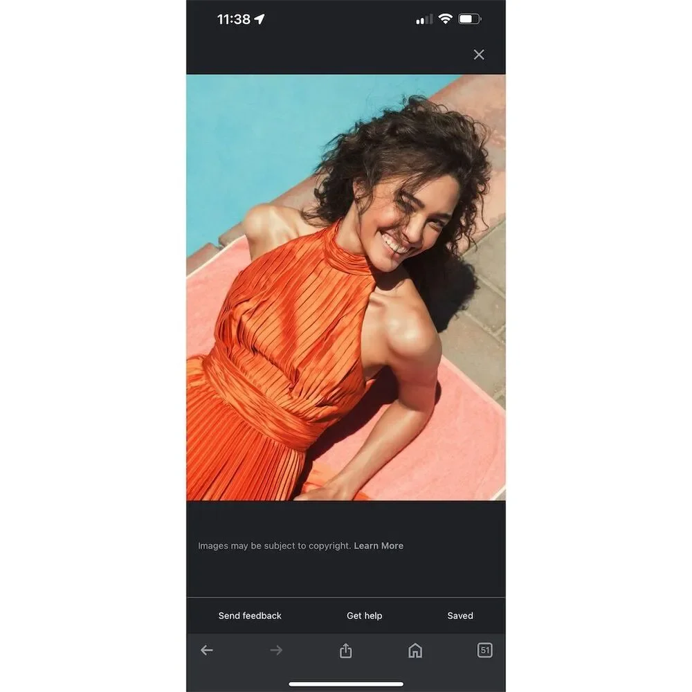 Mac Duggal Women's Size 6 Orange Halter Pleated Maxi Dress Formal 26992 - Picture 7 of 8